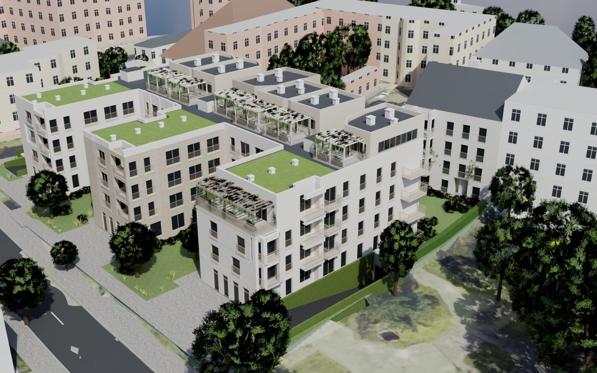 Ogrody Dworskie: model 3D budynków z otoczeniem